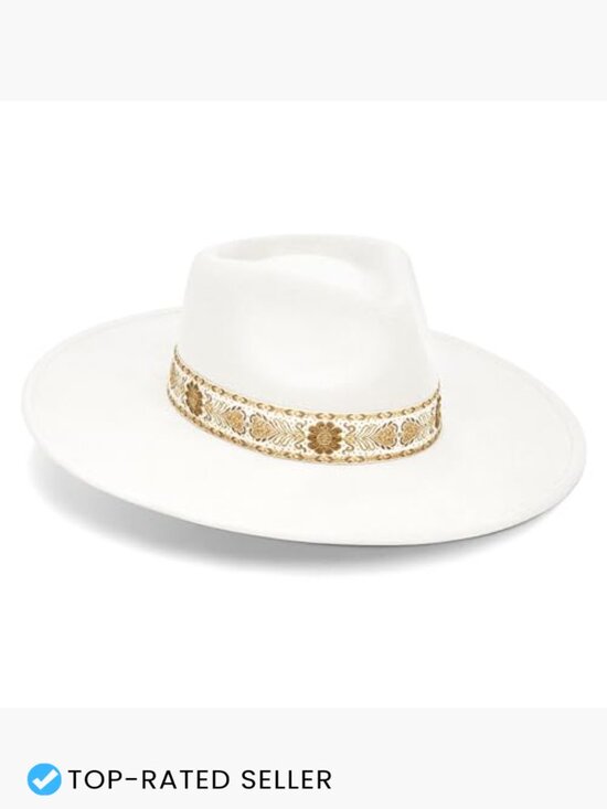 Wide Brim Felt Rancher Fedora Hat Boho Western Classic Teardrop Crown main image 6
